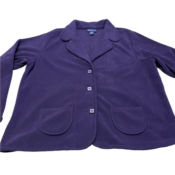 Denim & Co Womens Size XL Purple Cozy Warm Fleece Button Front Jacket Pockets - Picture 6 of 6
